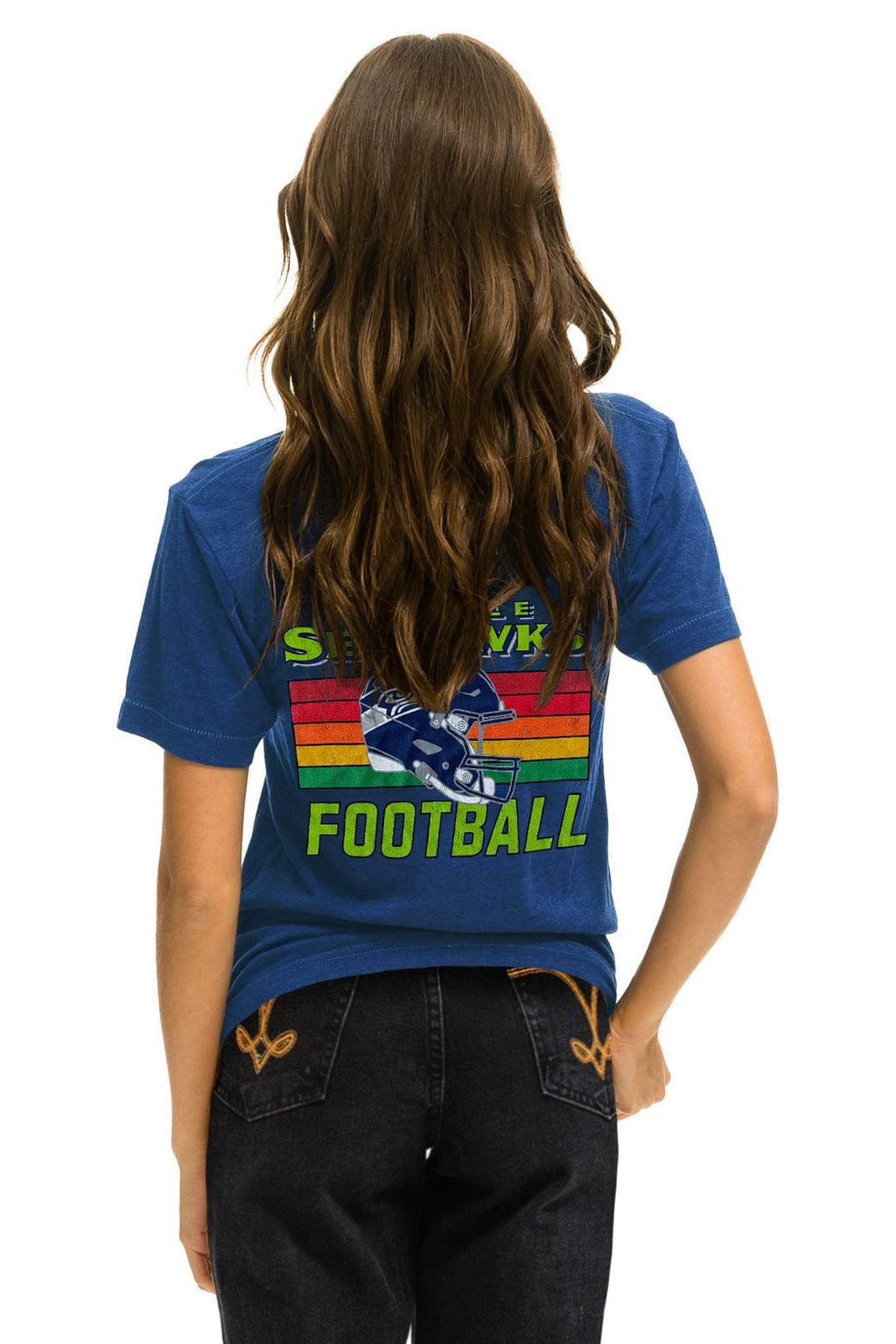 SEATTLE SEAHAWKS HELMET CREW TEE SHIRT - ROYAL