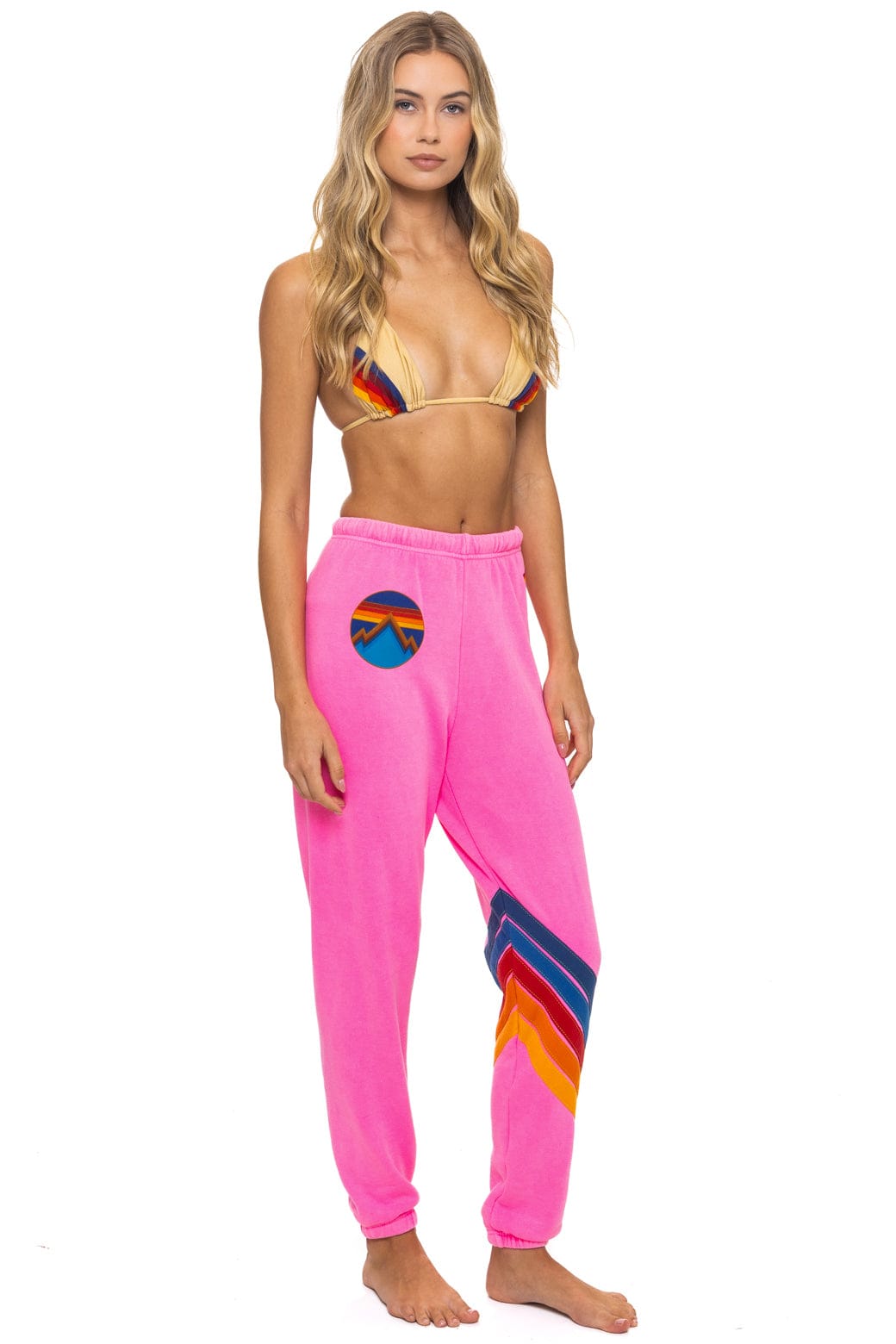 ALL SEASONS CIRCLE CHEVRON SWEATPANTS - NEON PINK