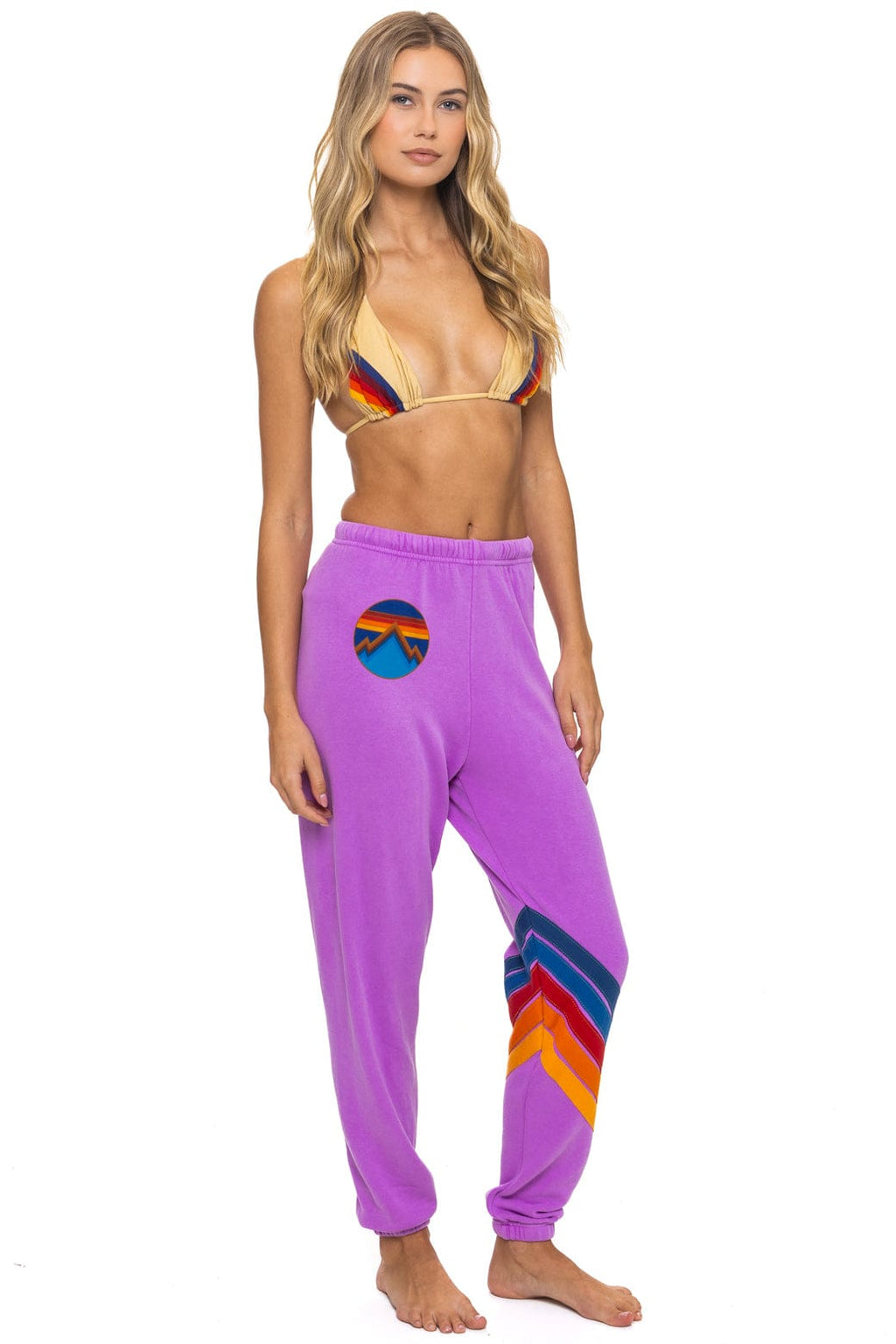 ALL SEASONS CIRCLE CHEVRON SWEATPANTS - NEON PURPLE