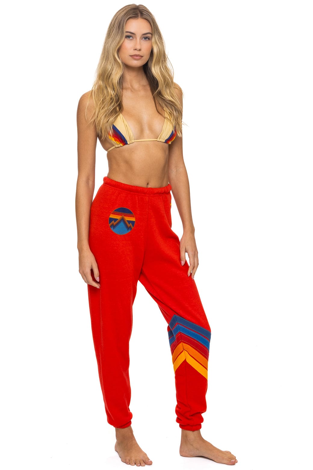 ALL SEASONS CIRCLE CHEVRON SWEATPANTS - RED