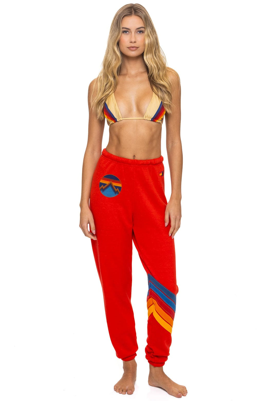 ALL SEASONS CIRCLE CHEVRON SWEATPANTS - RED