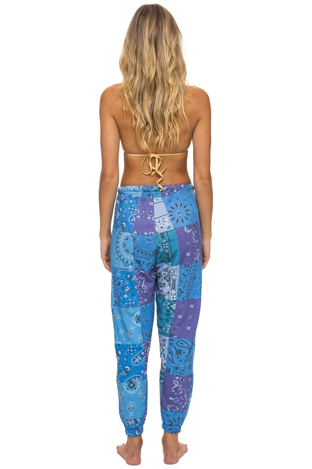 BANDANA QUILTED SWEATPANTS - BLUE