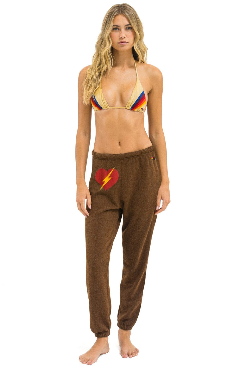 BOLT HEART SWEATPANTS - CHOCOLATE