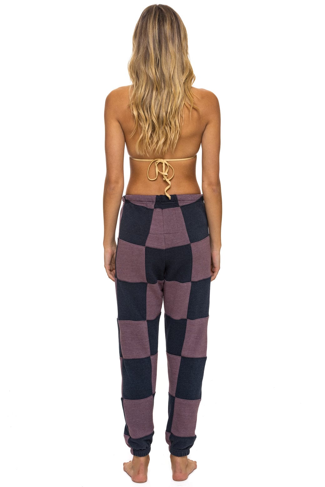 CHECK QUILTED SWEATPANTS - CHARCOAL // MOCHA