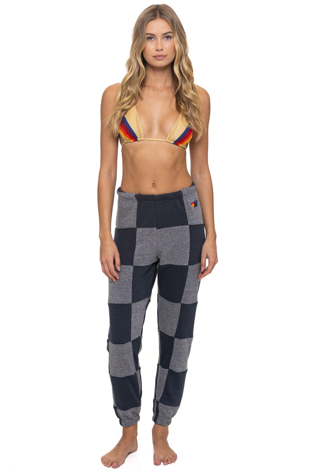 CHECK QUILTED SWEATPANTS - HEATHER // CHARCOAL