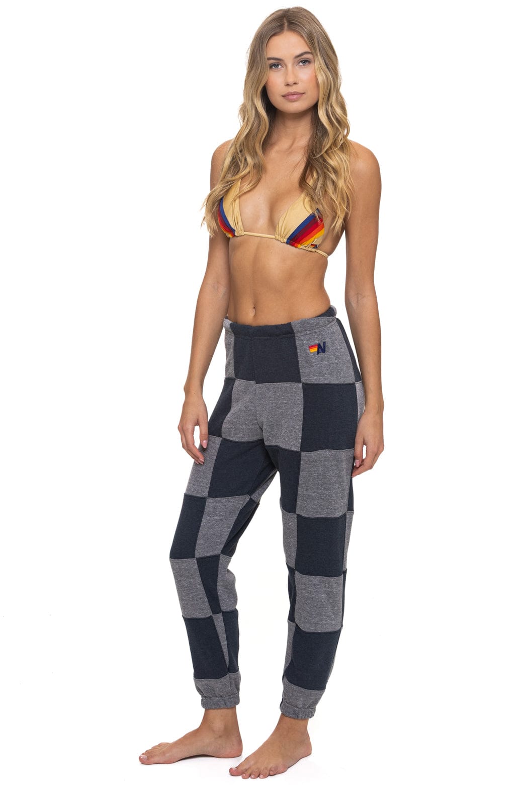 CHECK QUILTED SWEATPANTS - HEATHER // CHARCOAL