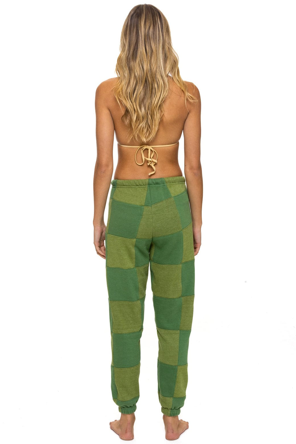 CHECK QUILTED SWEATPANTS - JUNGLE GREEN // PALM