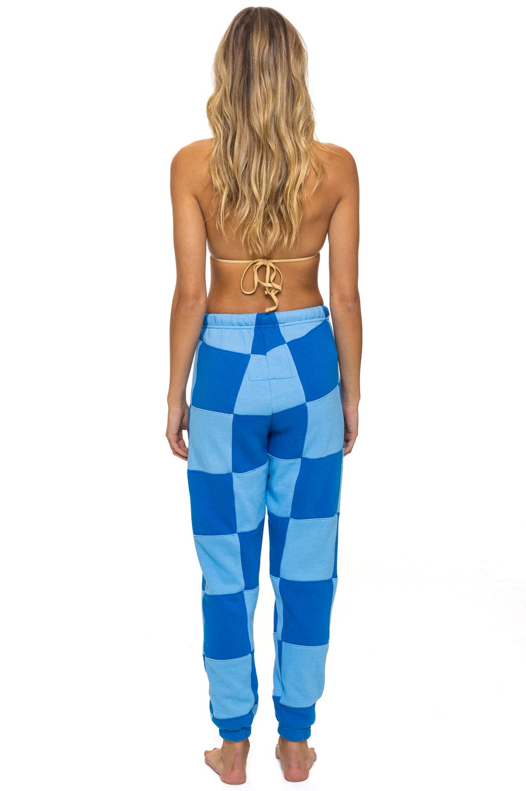 CHECK QUILTED SWEATPANTS - SKY // ADVENTURE BLUE