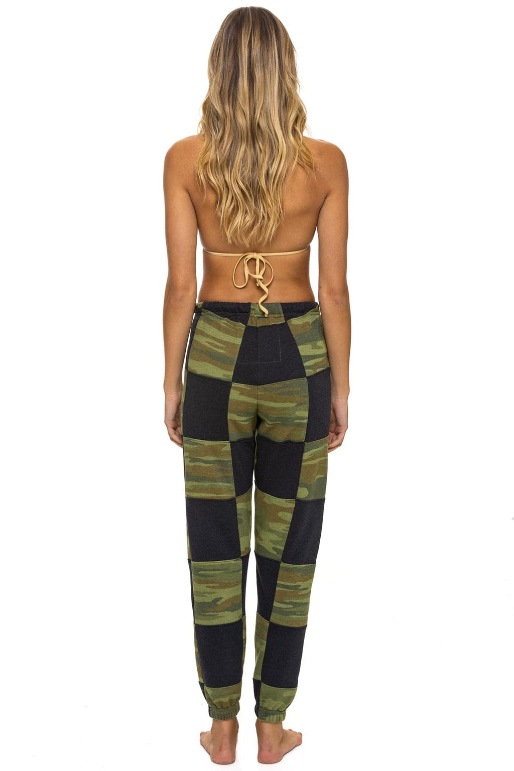 CHECK QUILTED SWEATPANTS - SMOKE // CAMO