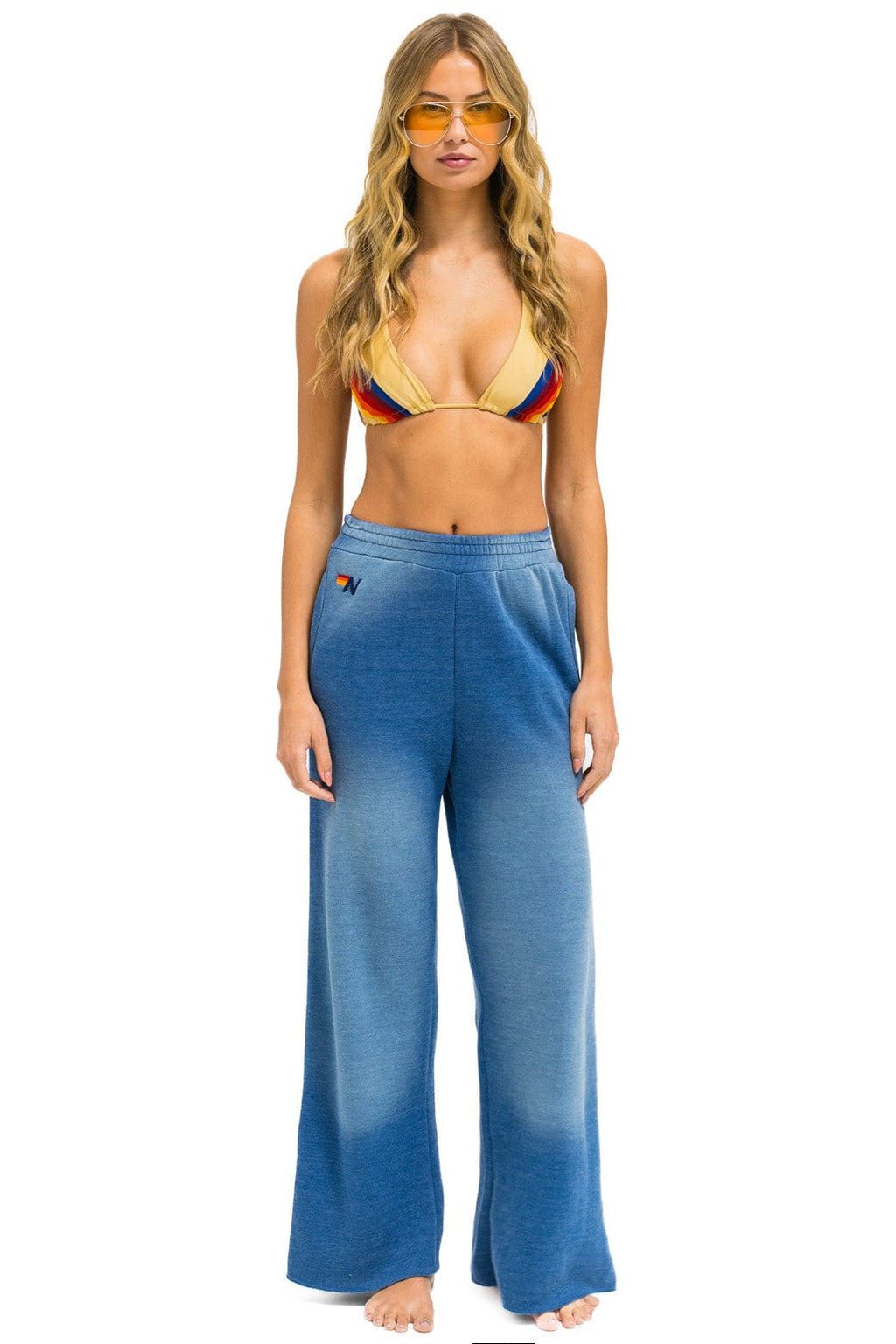ESSENTIAL WIDE LEG POCKET SWEATPANTS - FADED WATER