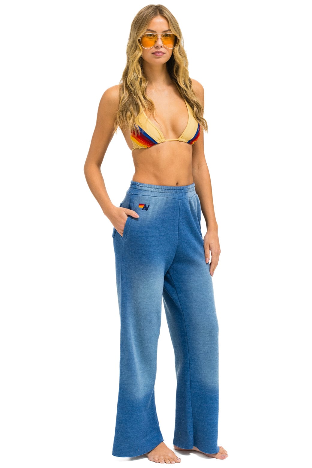 ESSENTIAL WIDE LEG POCKET SWEATPANTS - FADED WATER