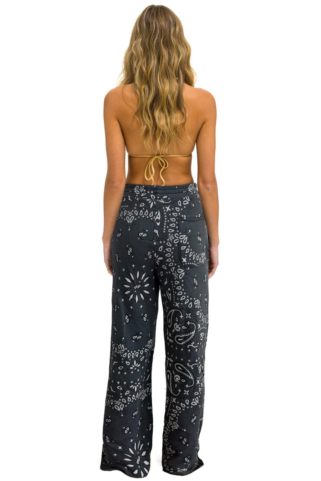 BANDANA WIDE LEG POCKET SWEATPANTS - CHARCOAL