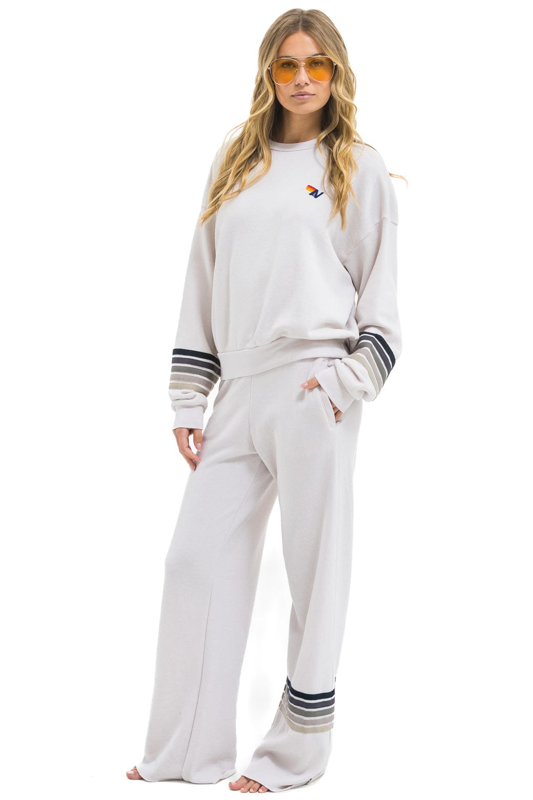RUGBY STITCH WIDE LEG POCKET SWEATPANTS - DOVE GREY // GREY
