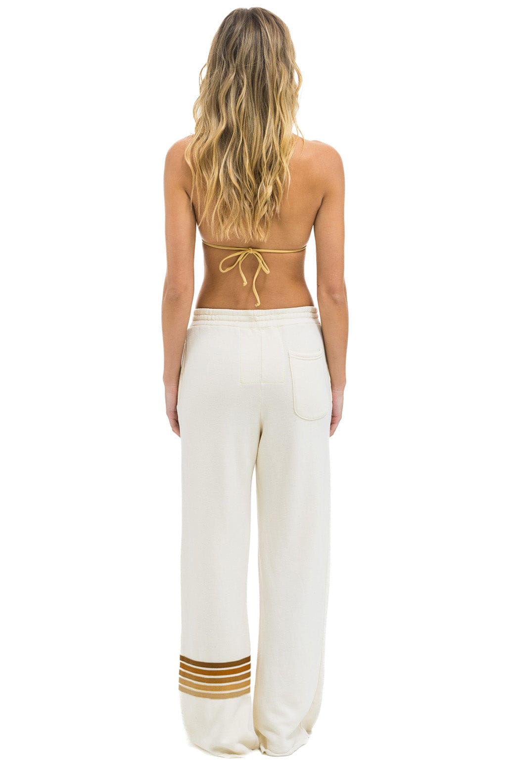 RUGBY STITCH WIDE LEG POCKET SWEATPANTS - VINTAGE WHITE // BROWN
