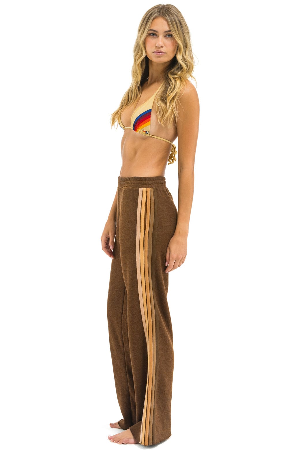 5 STRIPE WIDE LEG POCKET SWEATPANTS - CHOCOLATE // ESPRESSO