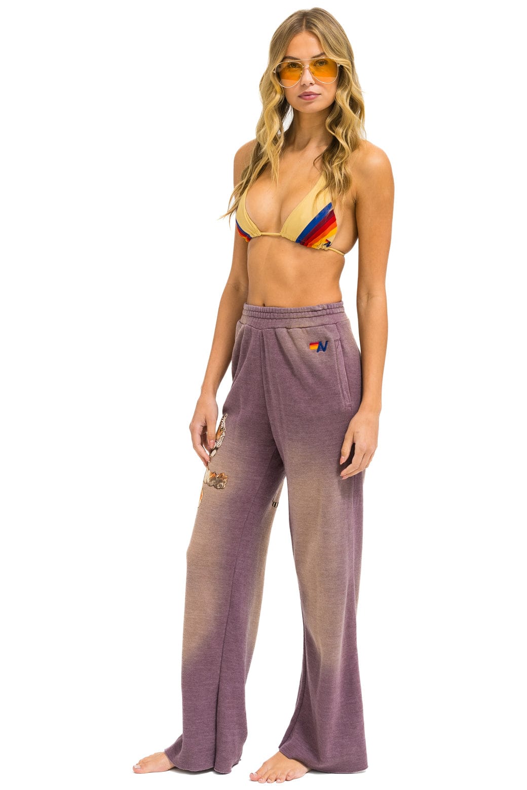 TIGER WIDE LEG POCKET SWEATPANTS - FADED MOCHA