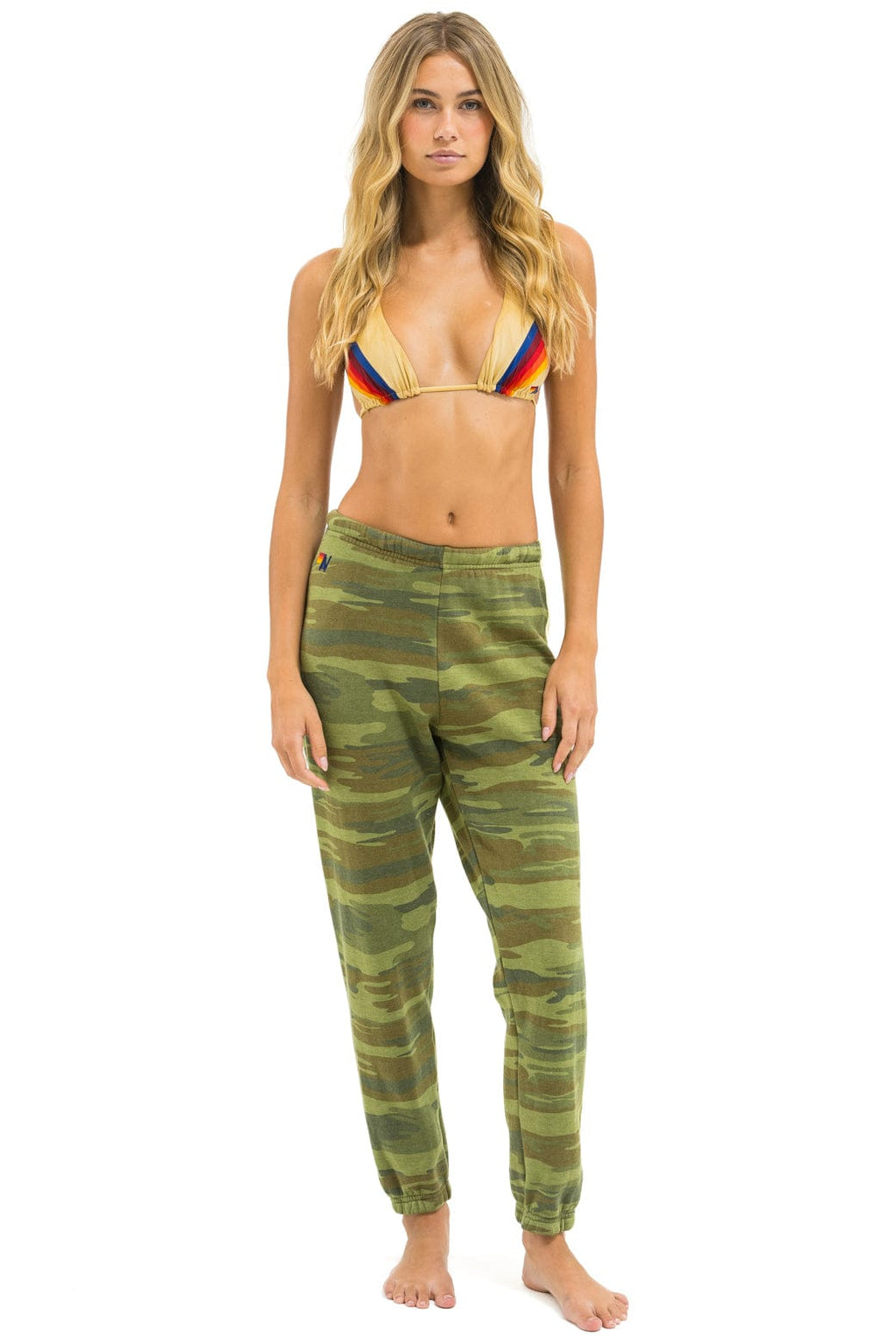 5 STRIPE SWEATPANTS - CAMO // LIME AQUA
