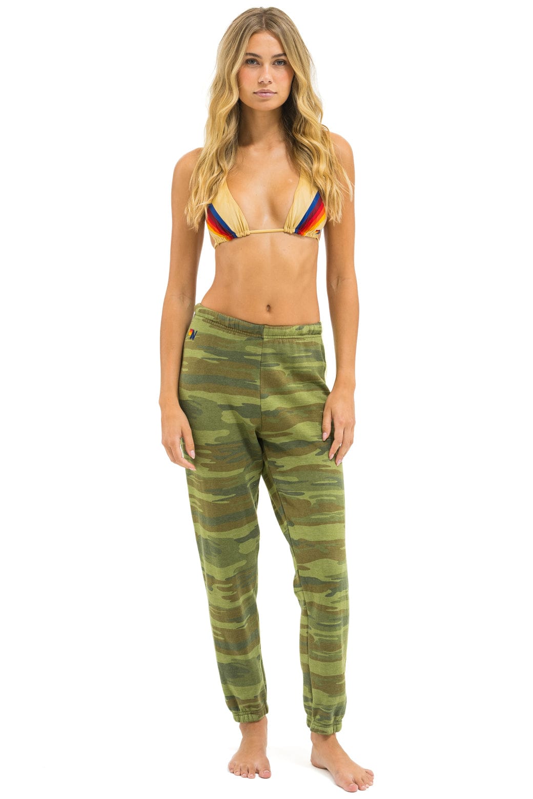 5 STRIPE SWEATPANTS - CAMO // LIME AQUA