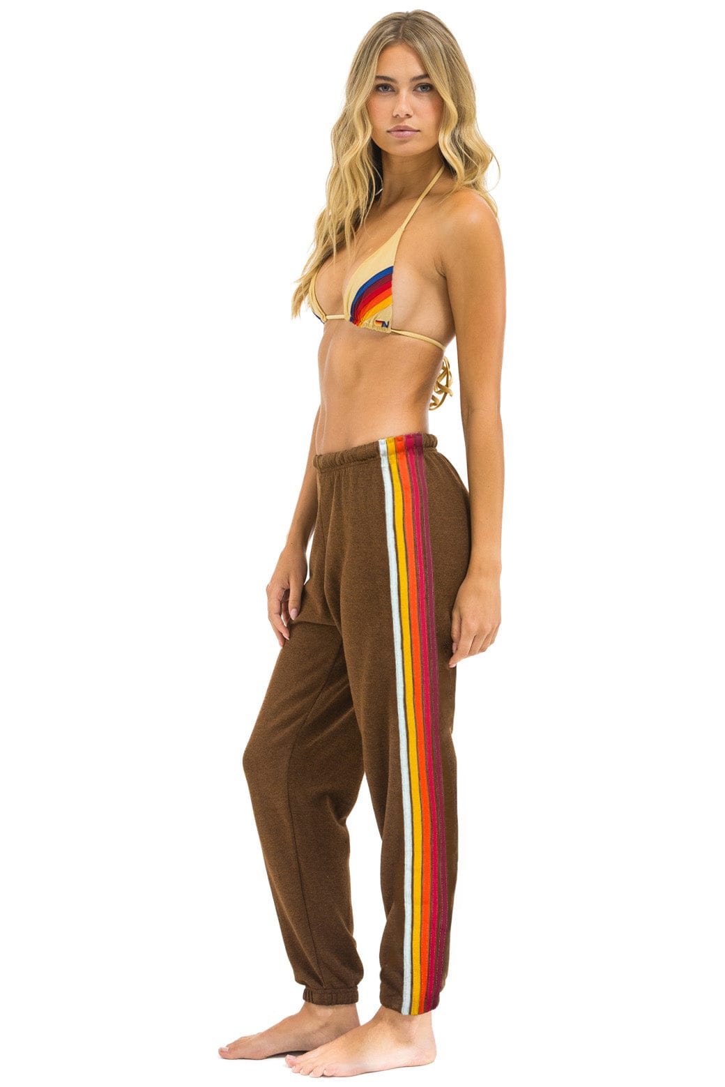 5 STRIPE SWEATPANTS - CHOCOLATE // RAINBOW WHITE