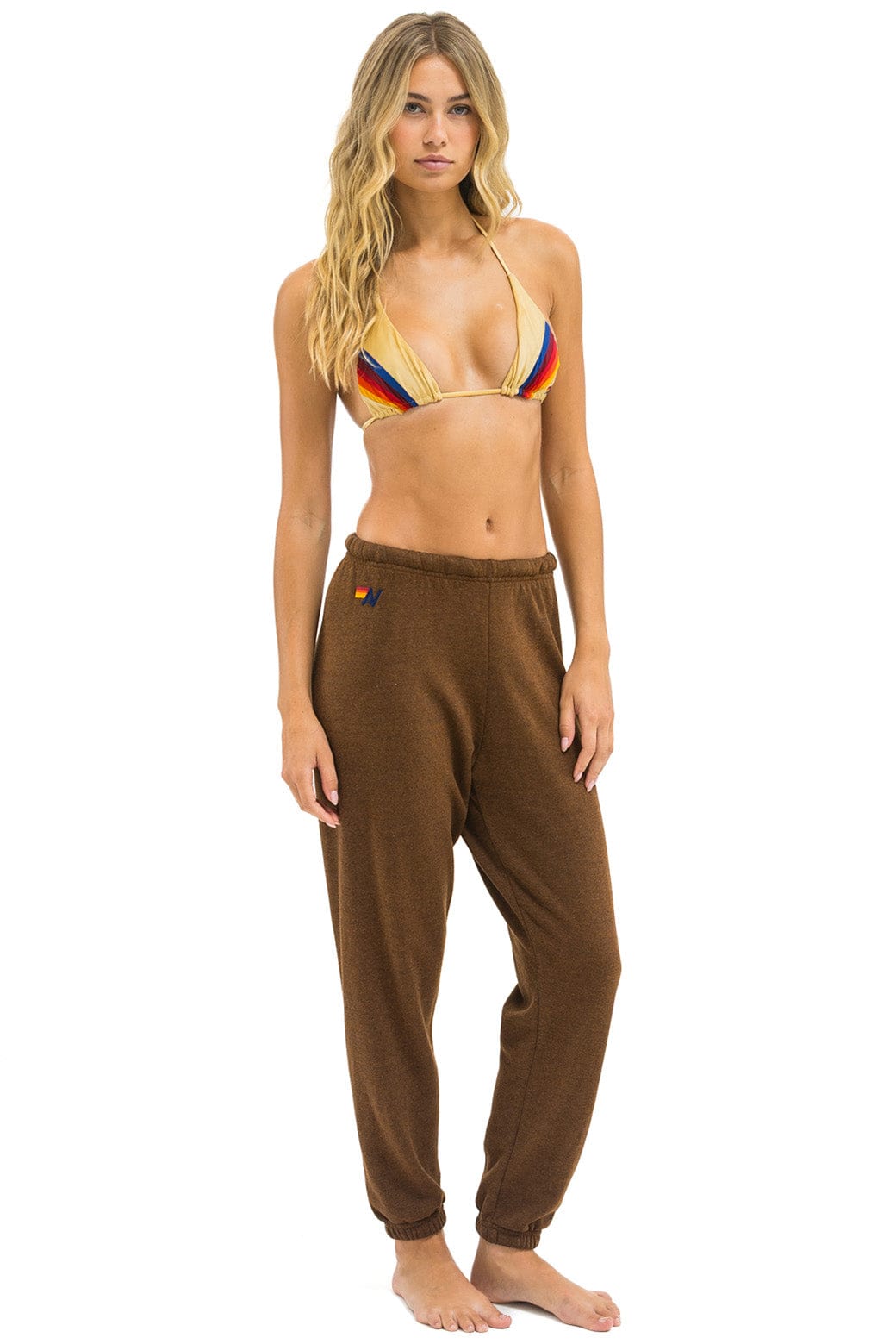 5 STRIPE SWEATPANTS - CHOCOLATE // RAINBOW WHITE