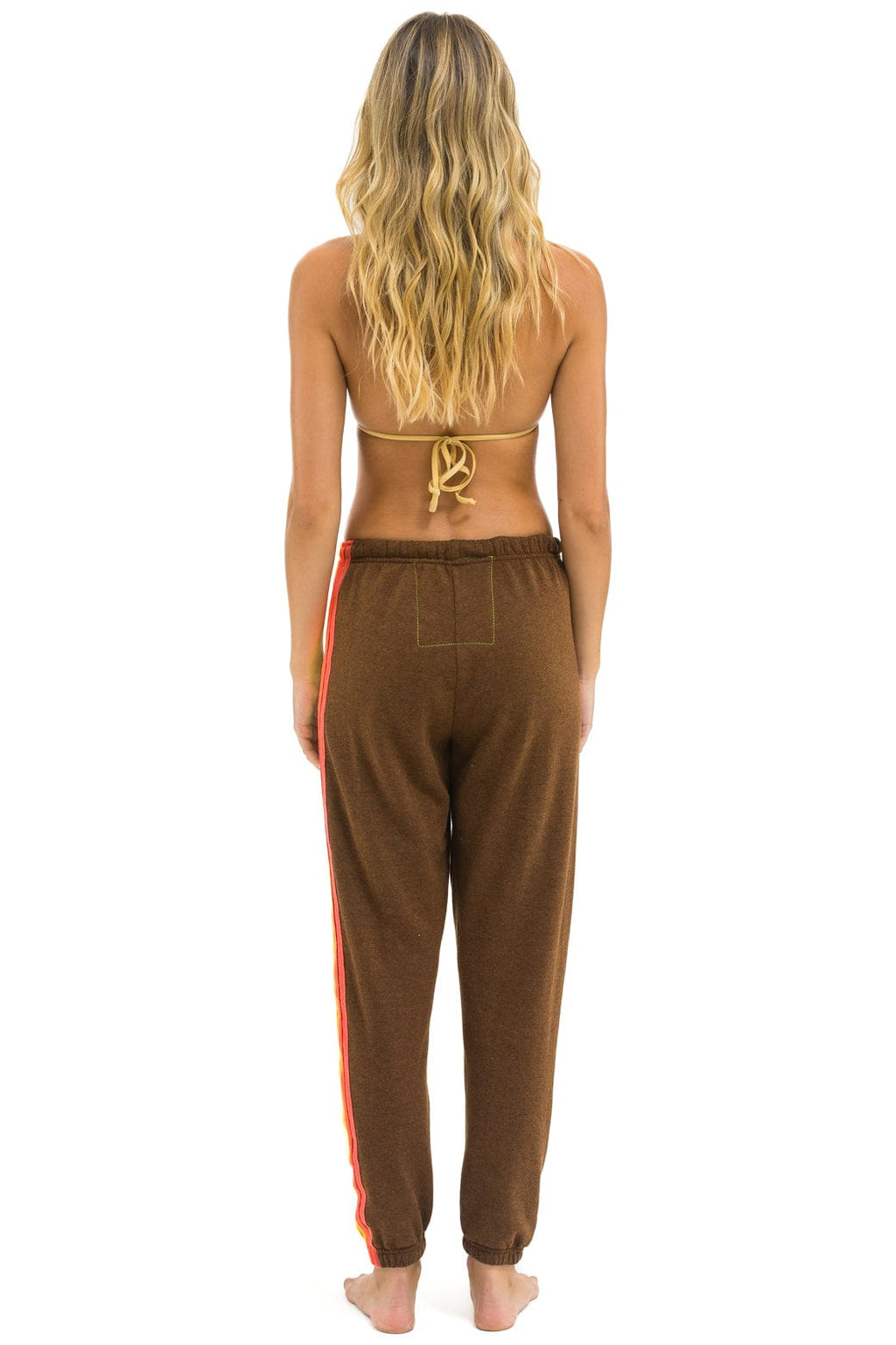5 STRIPE SWEATPANTS - CHOCOLATE // WHITE NEON