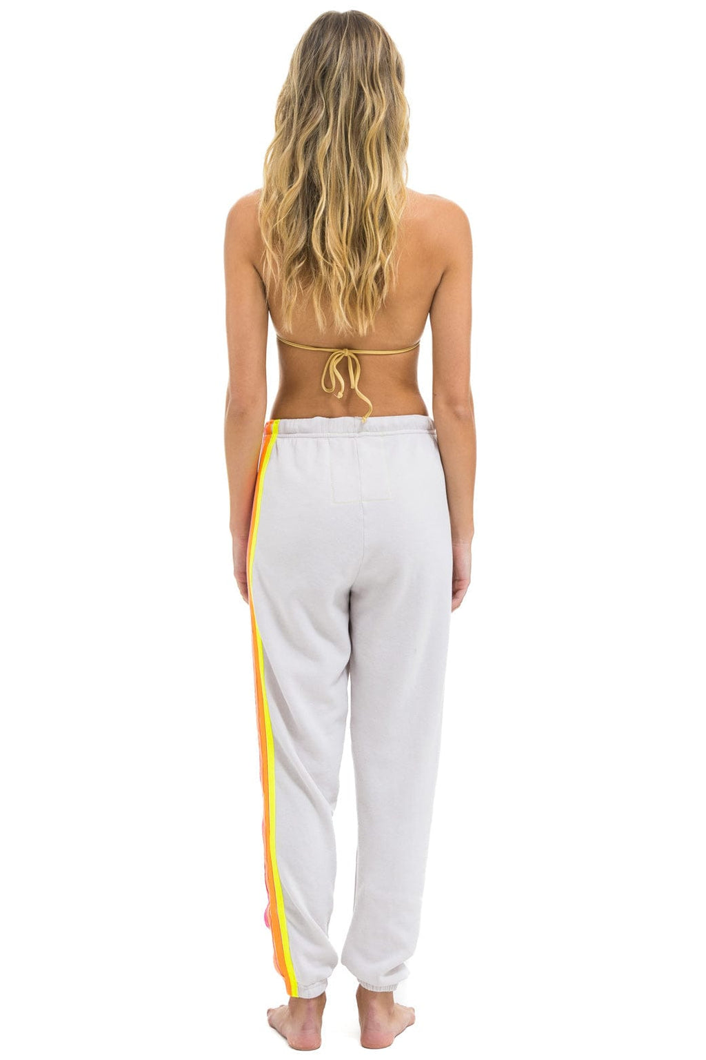 5 STRIPE SWEATPANTS - DOVE // NEON