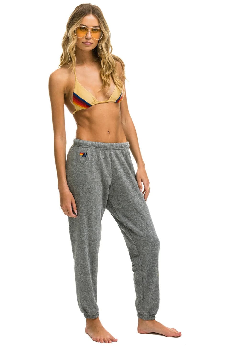 5 STRIPE SWEATPANTS - HEATHER // RAINBOW WHITE