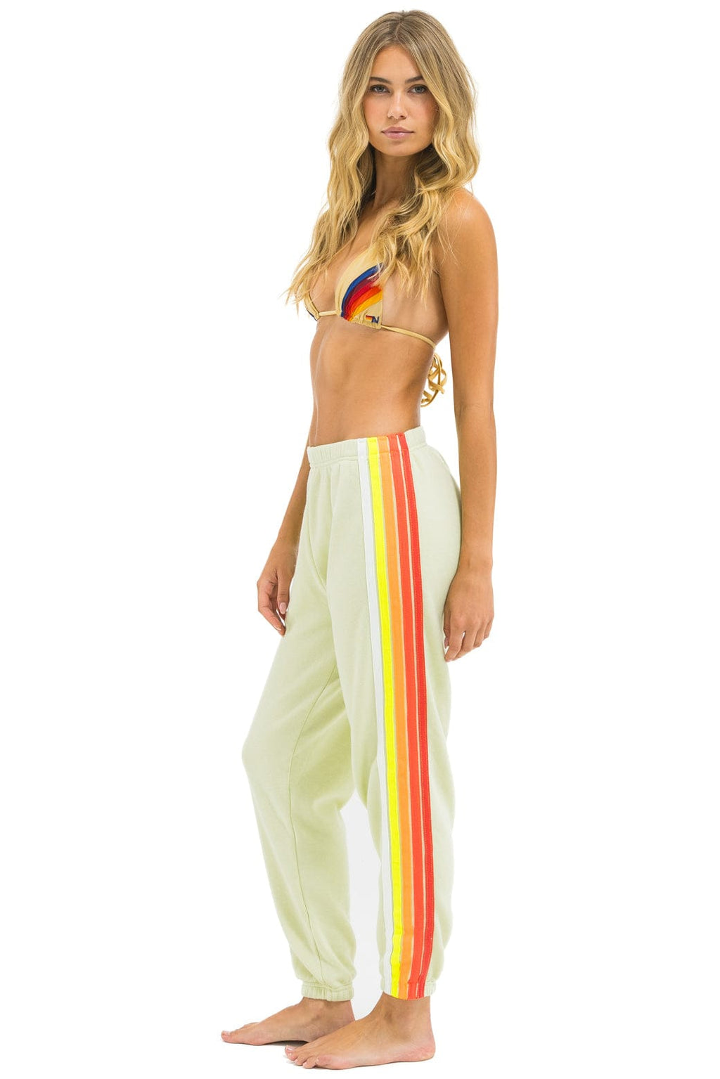 5 STRIPE SWEATPANTS - LIME CREAM // WHITE NEON