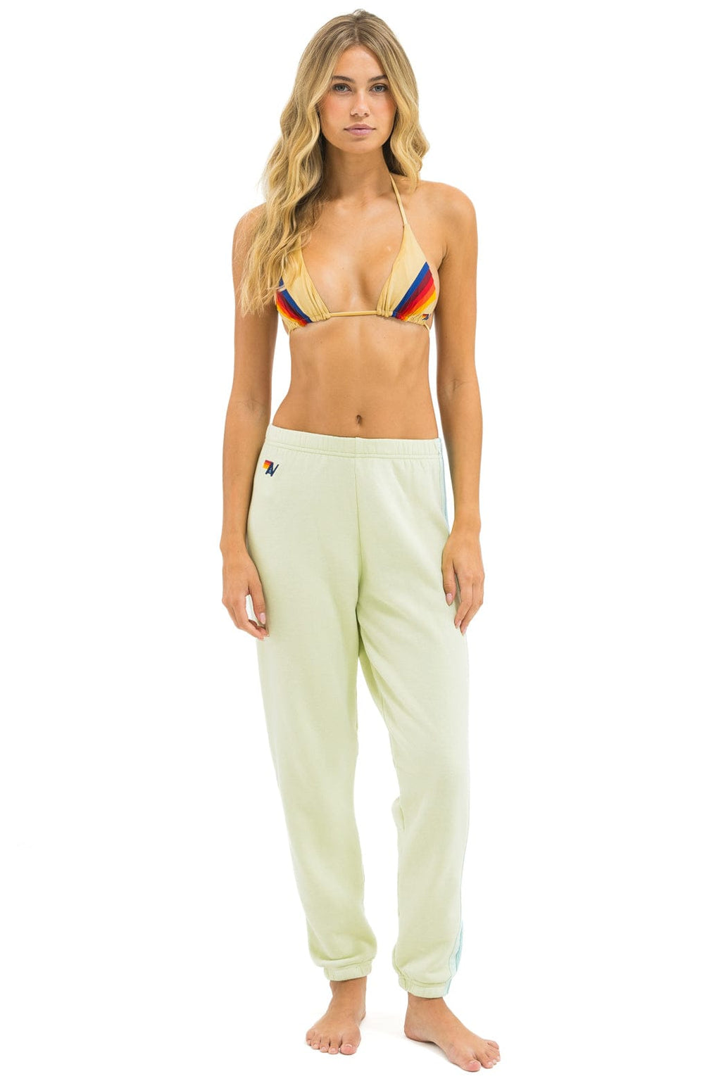 5 STRIPE SWEATPANTS - LIME CREAM // SEAFOAM