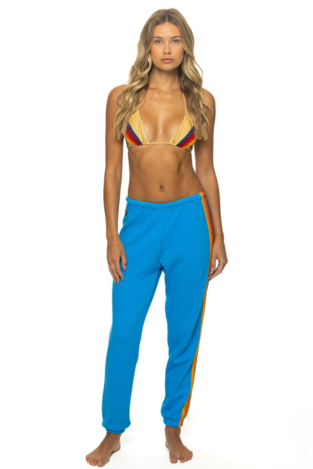 5 STRIPE SWEATPANTS - NEON BLUE