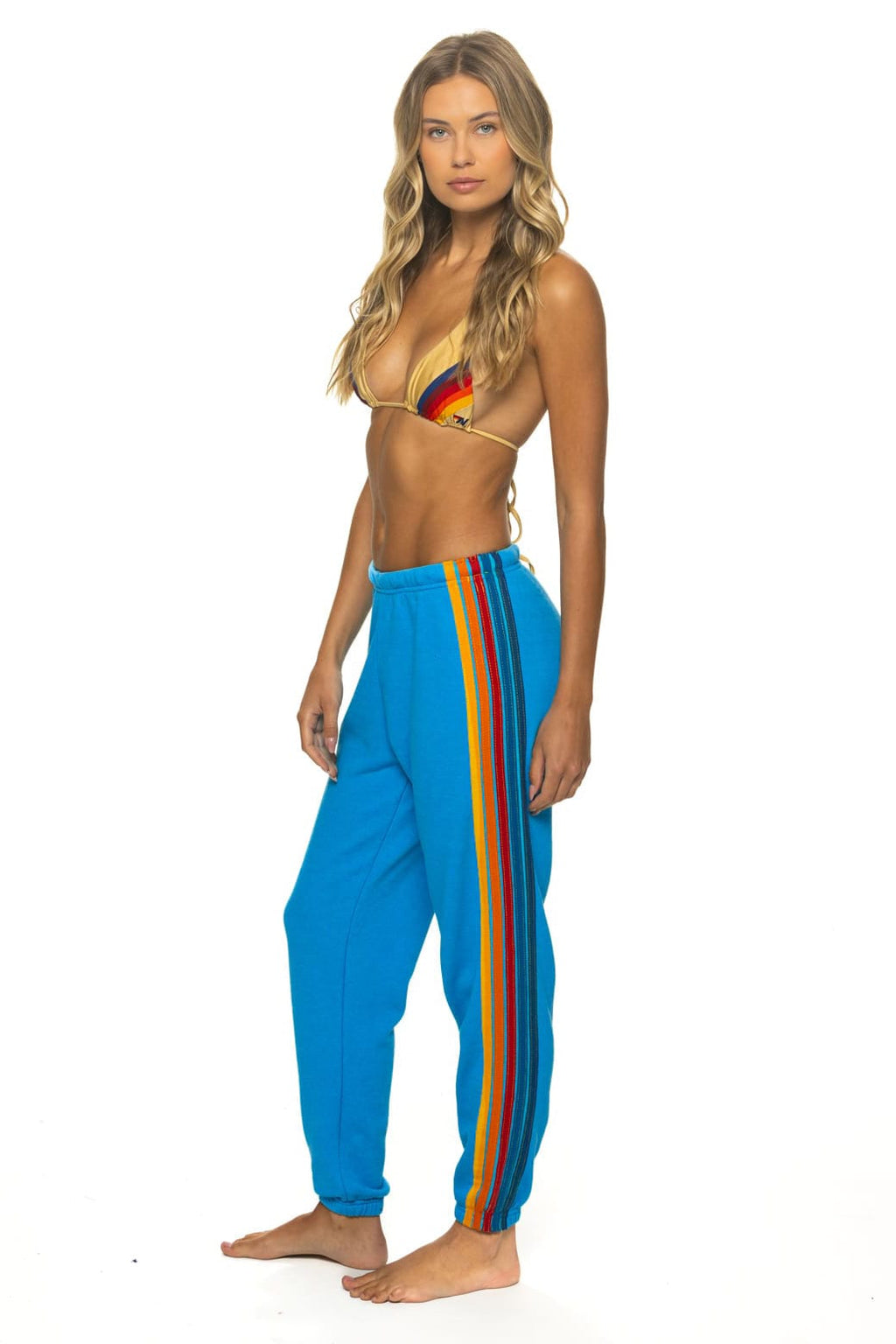 5 STRIPE SWEATPANTS - NEON BLUE