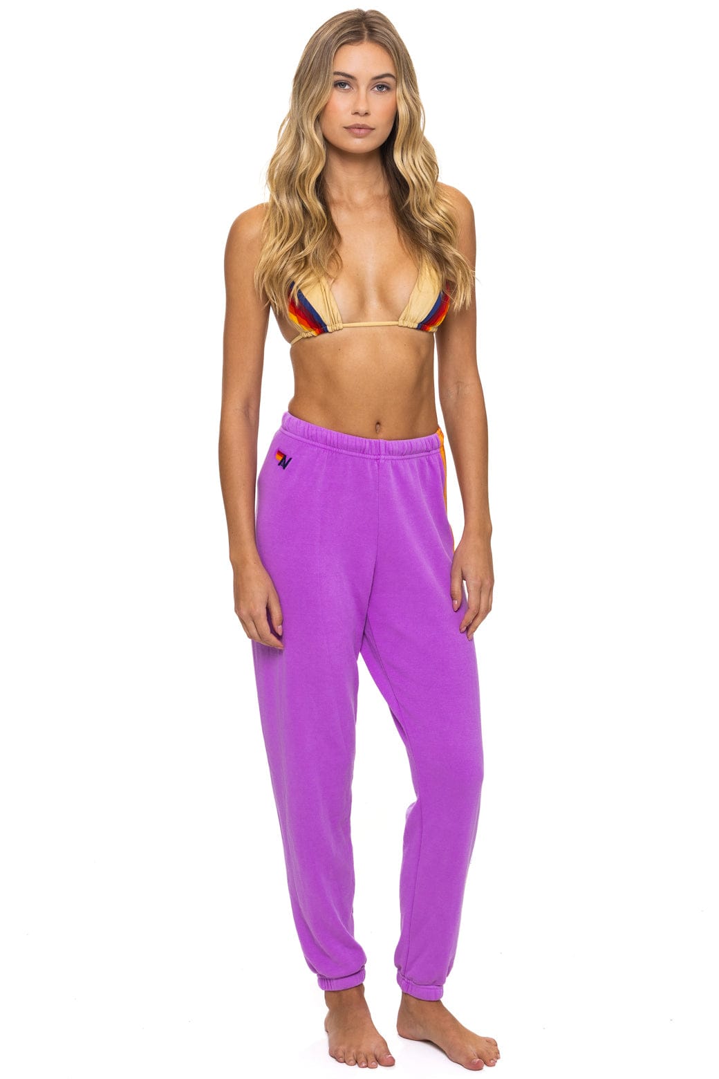 5 STRIPE SWEATPANTS - NEON PURPLE