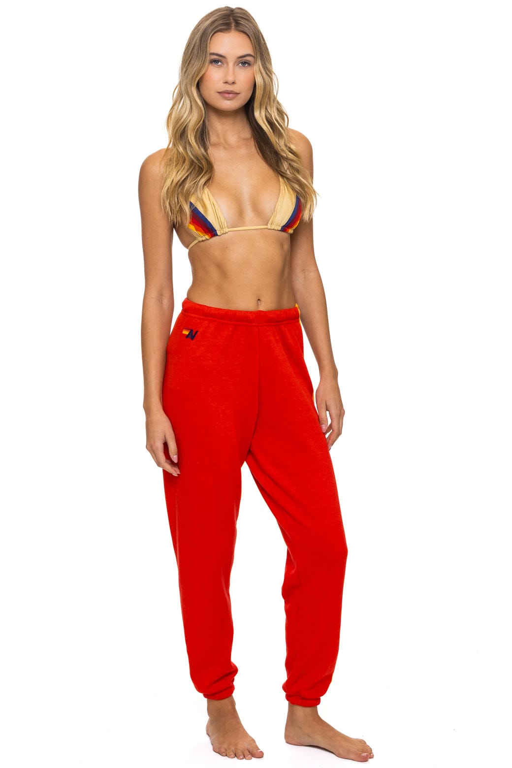 5 STRIPE SWEATPANTS - RED