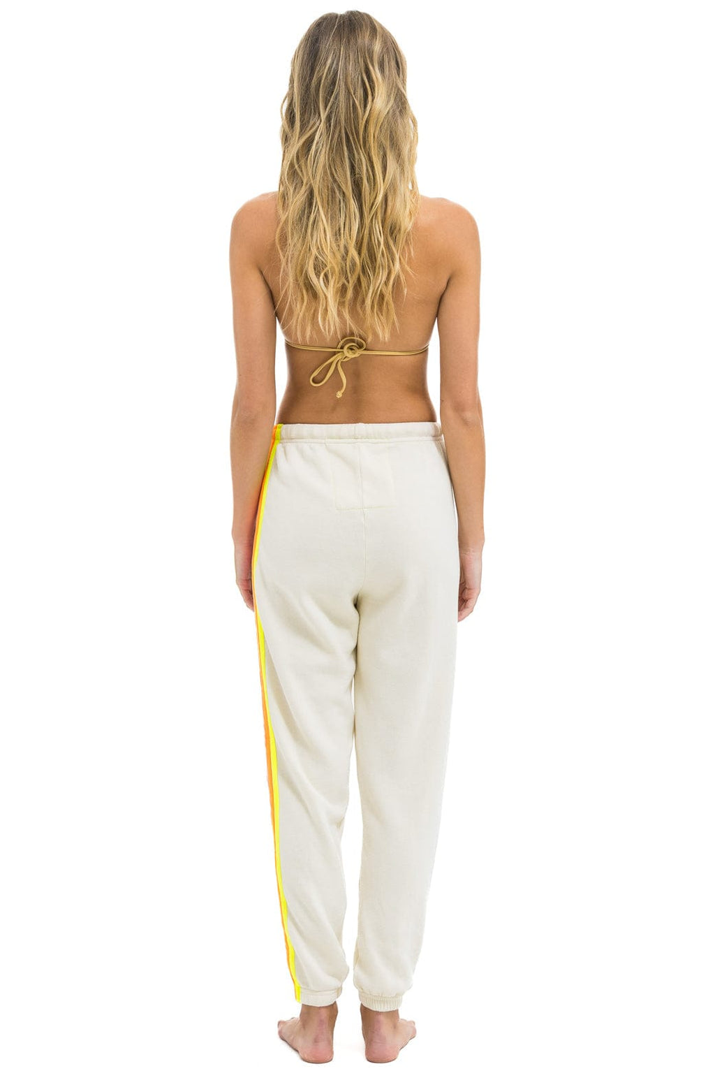5 STRIPE SWEATPANTS - VINTAGE WHITE // NEON