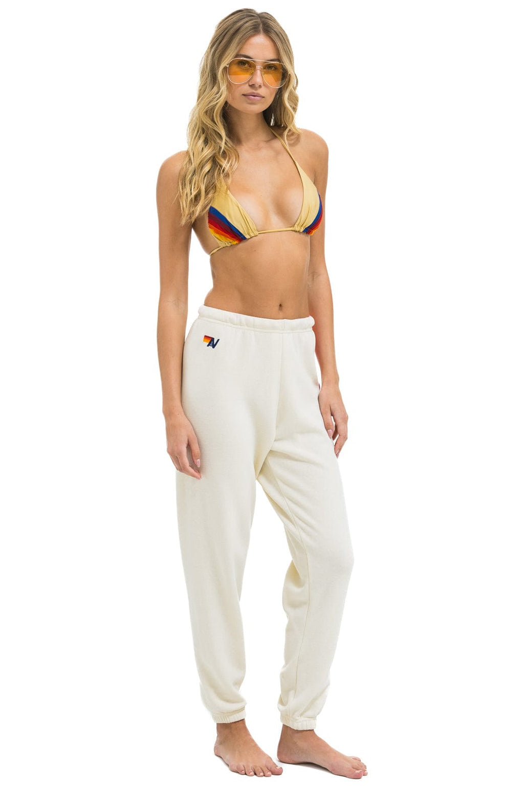 5 STRIPE SWEATPANTS - VINTAGE WHITE // NEON