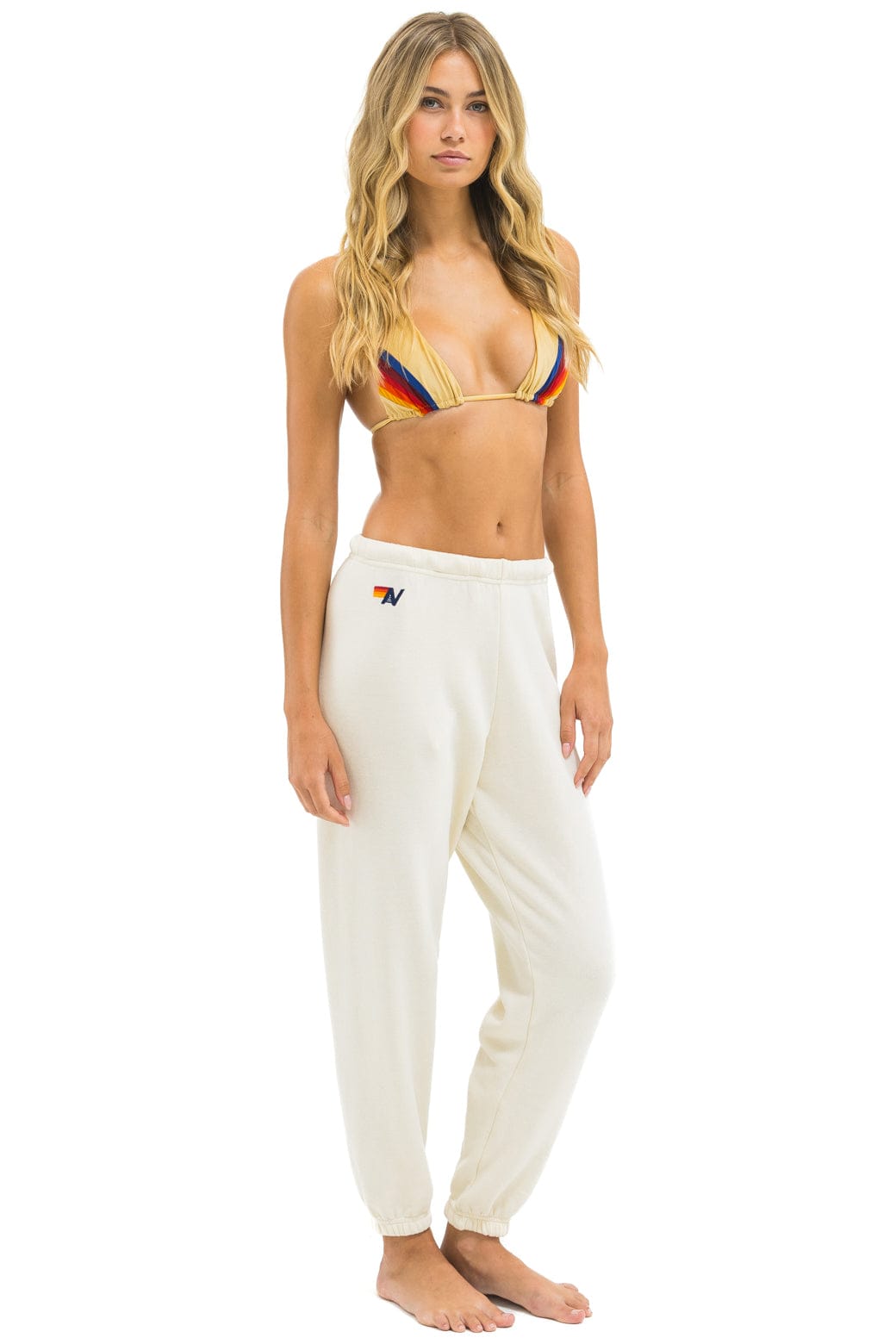 5 STRIPE SWEATPANTS - VINTAGE WHITE // WHITE GREY
