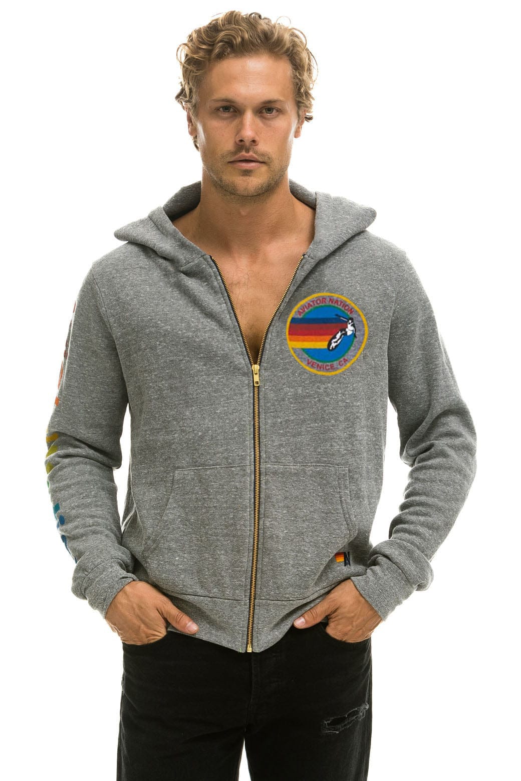 AVIATOR NATION VENICE HOODIE - HEATHER GREY