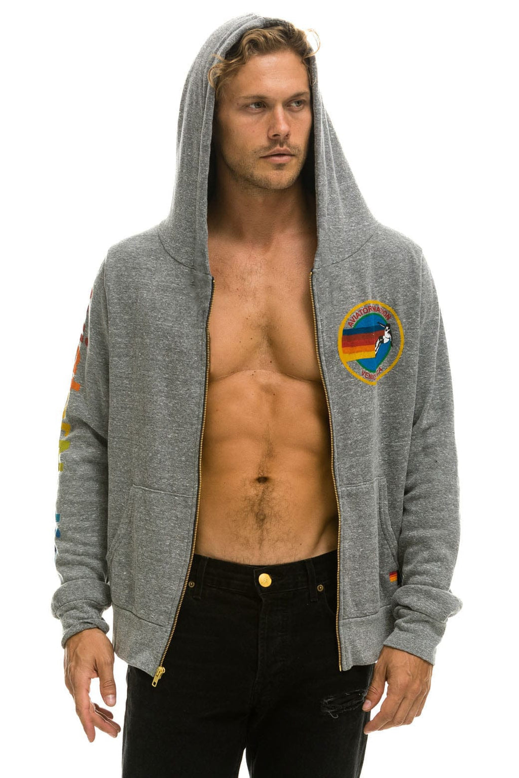 AVIATOR NATION VENICE HOODIE - HEATHER GREY