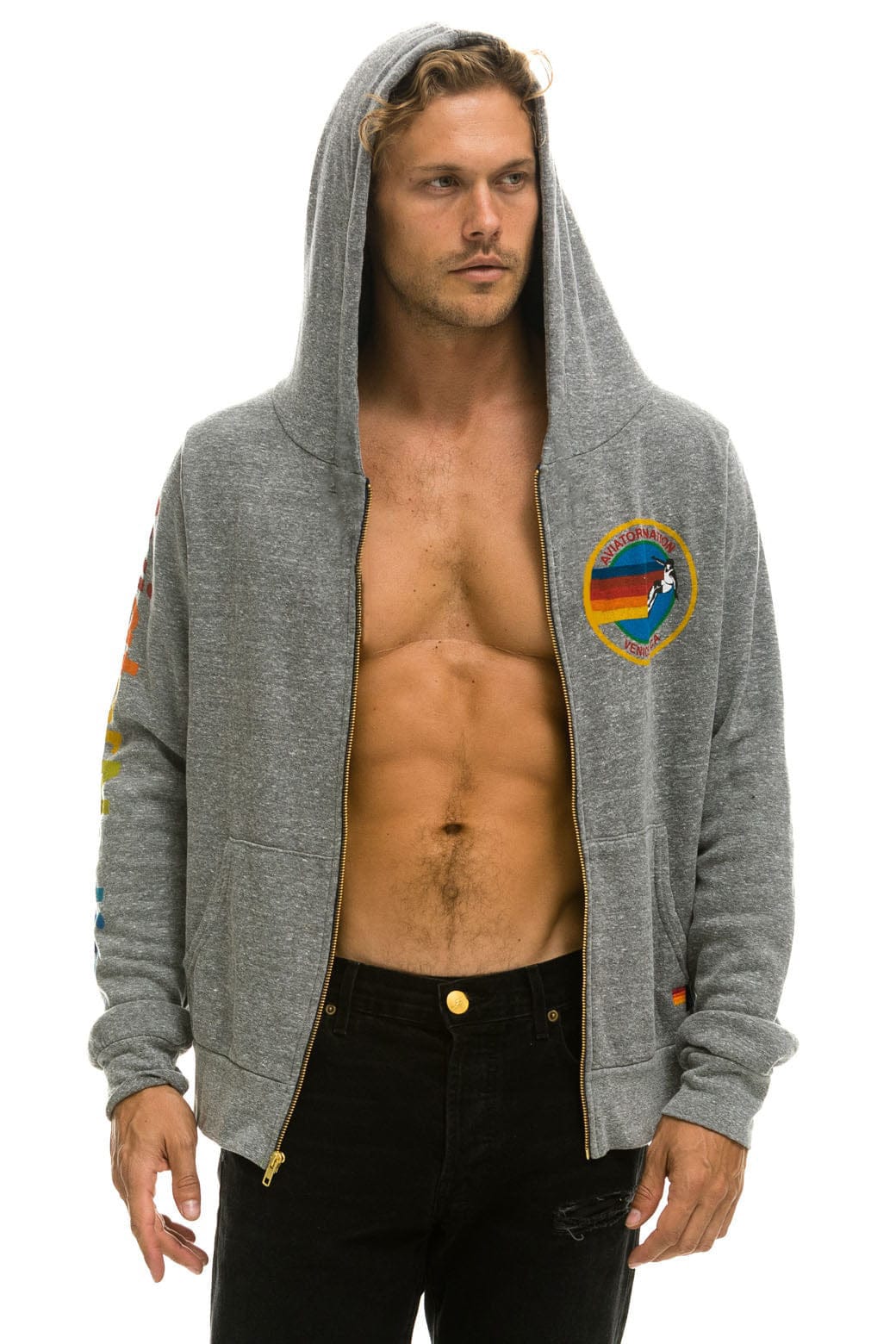 AVIATOR NATION VENICE HOODIE - HEATHER GREY