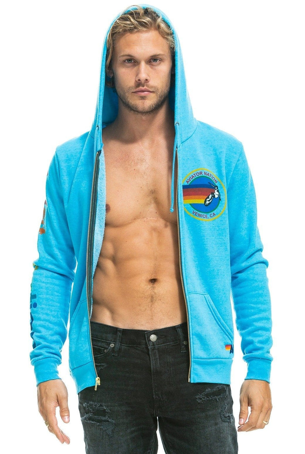 AVIATOR NATION VENICE HOODIE - NEON BLUE