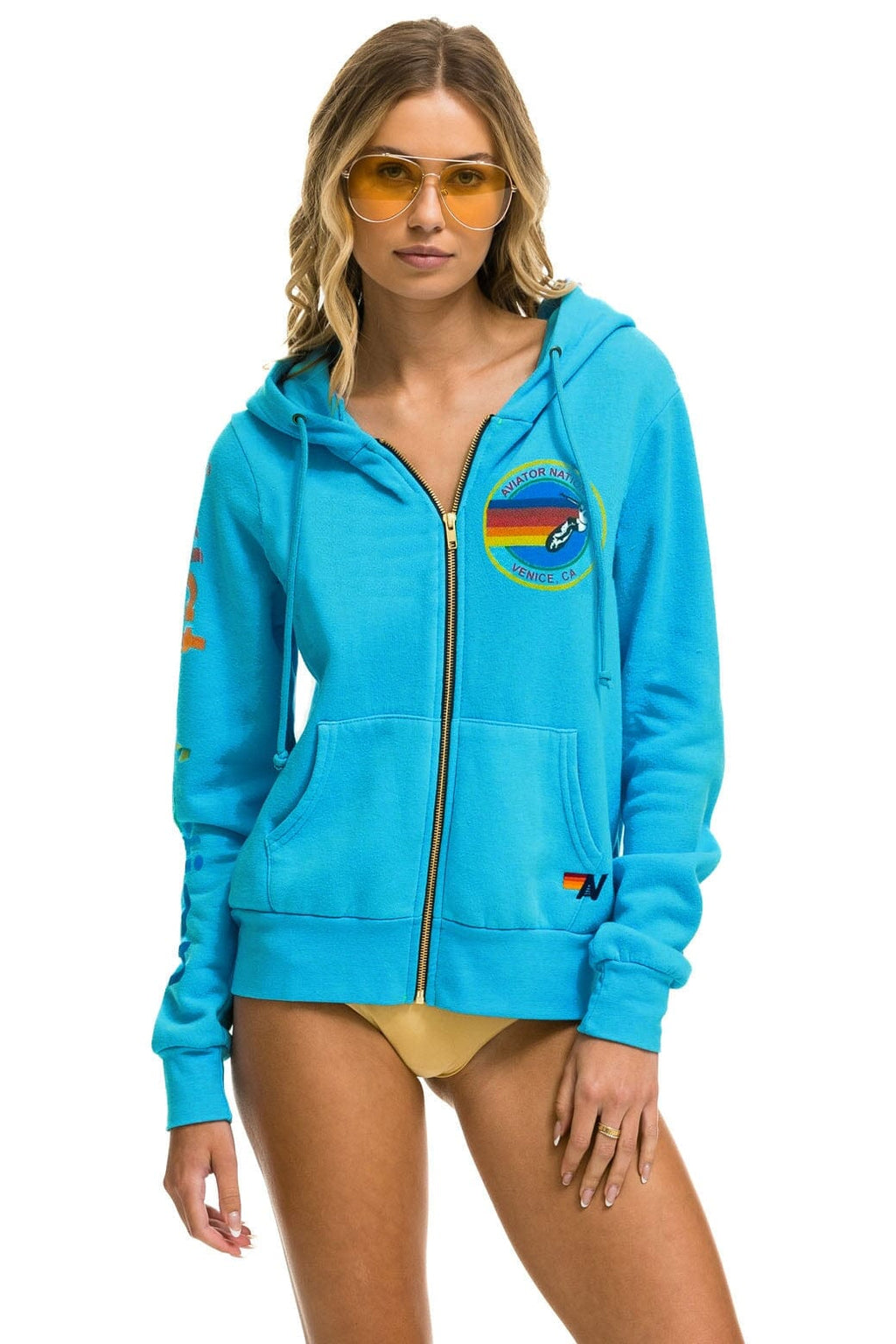 AVIATOR NATION VENICE HOODIE - NEON BLUE