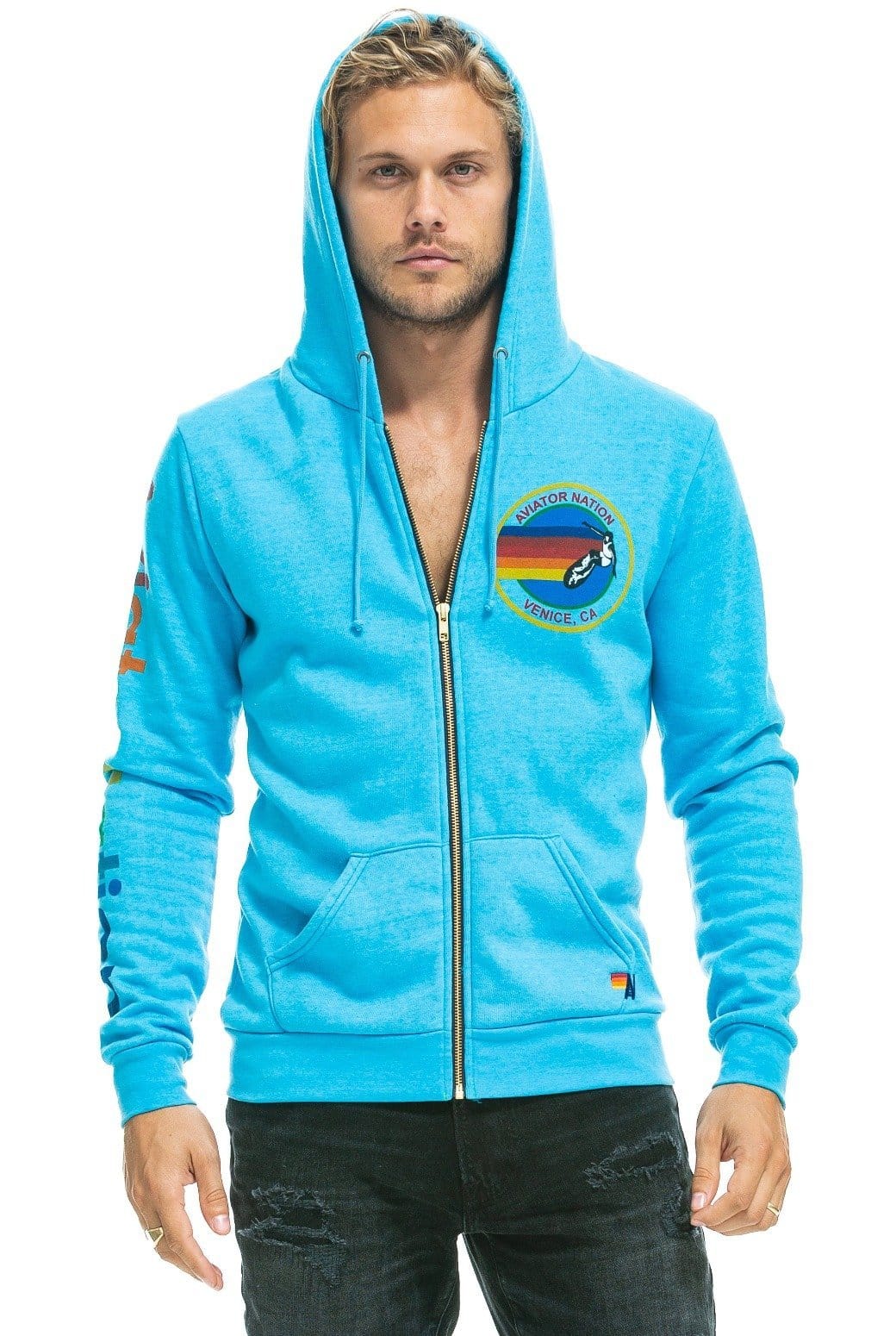 AVIATOR NATION VENICE HOODIE - NEON BLUE