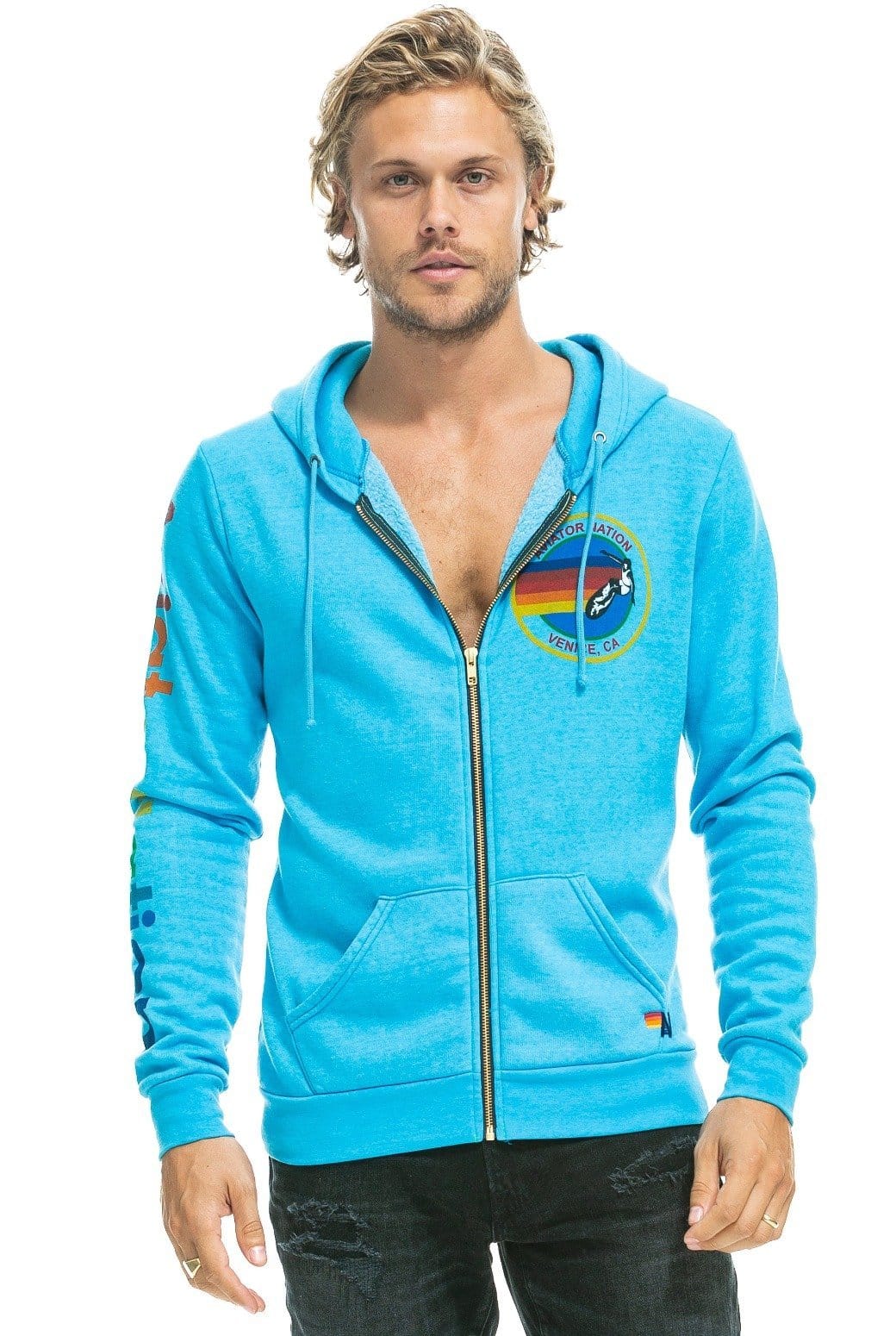 AVIATOR NATION VENICE HOODIE - NEON BLUE