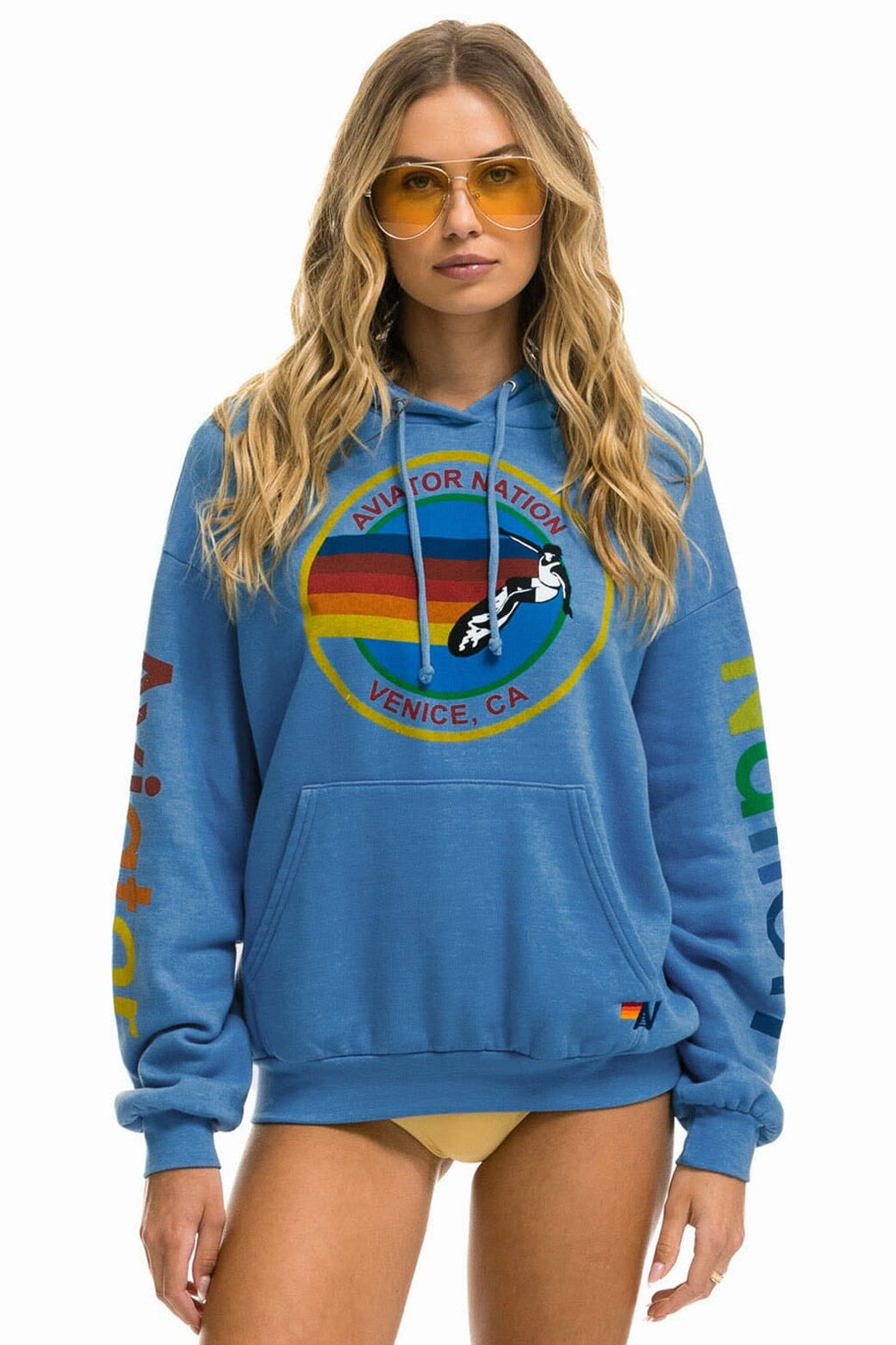 AVIATOR NATION RELAXED VENICE PULLOVER HOODIE - COBALT