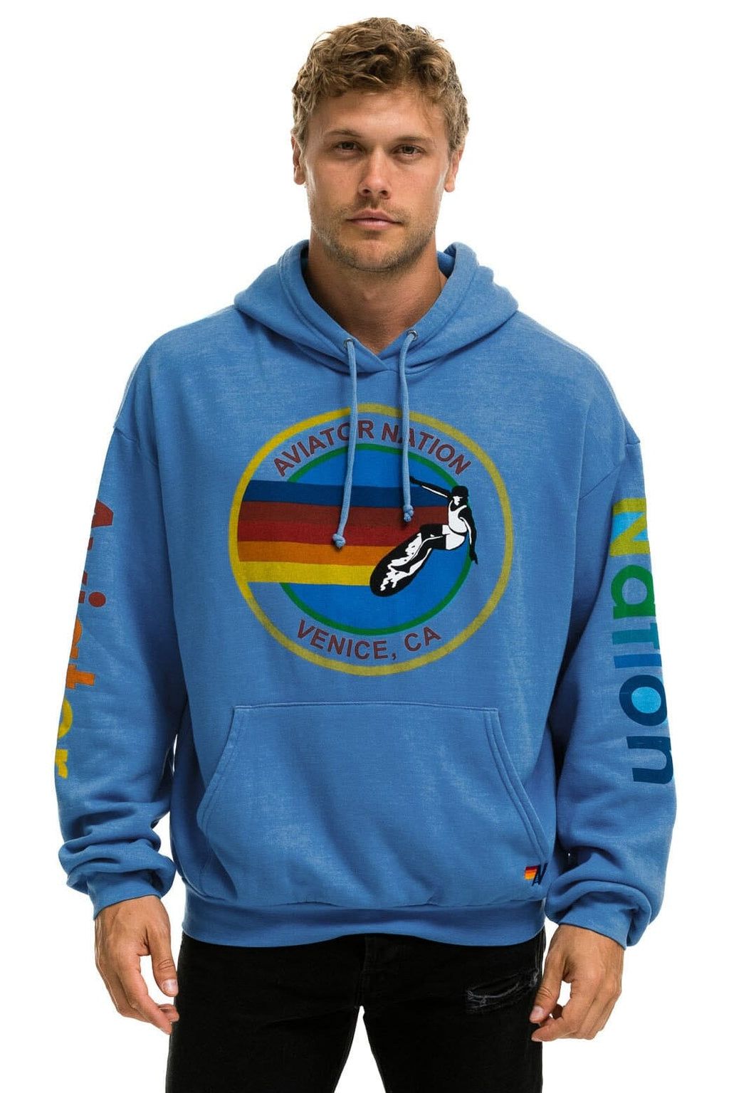 AVIATOR NATION RELAXED VENICE PULLOVER HOODIE - COBALT