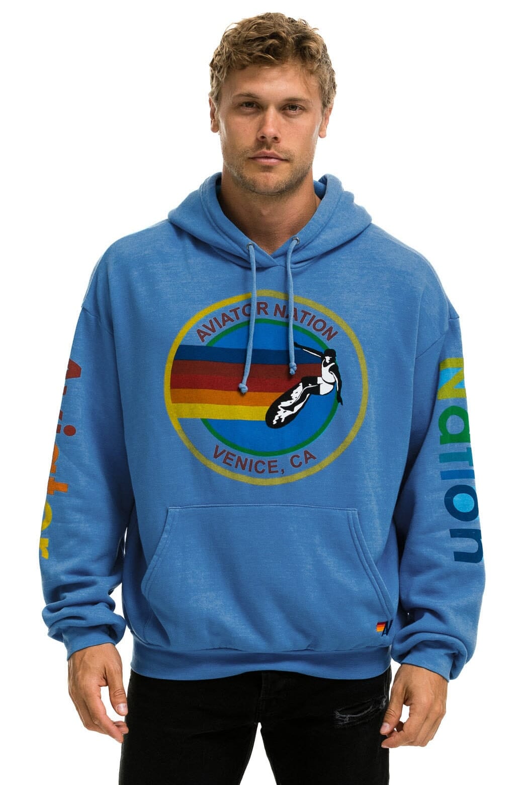 AVIATOR NATION RELAXED VENICE PULLOVER HOODIE - COBALT
