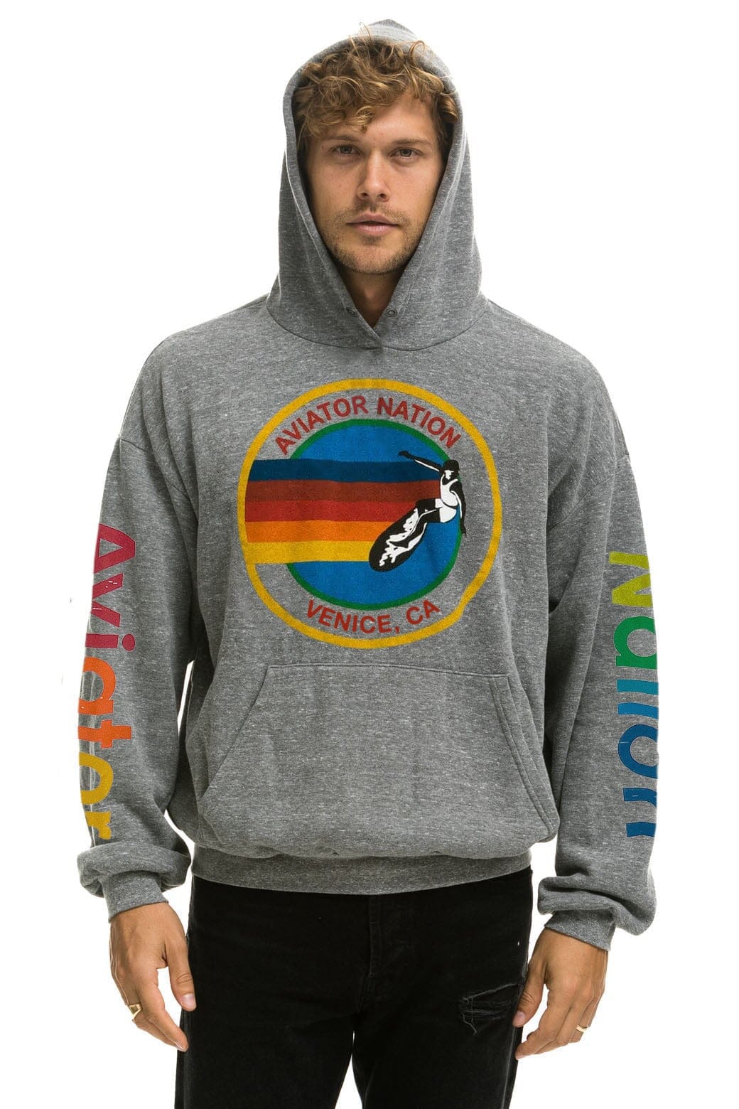 AVIATOR NATION RELAXED VENICE PULLOVER HOODIE - HEATHER GREY