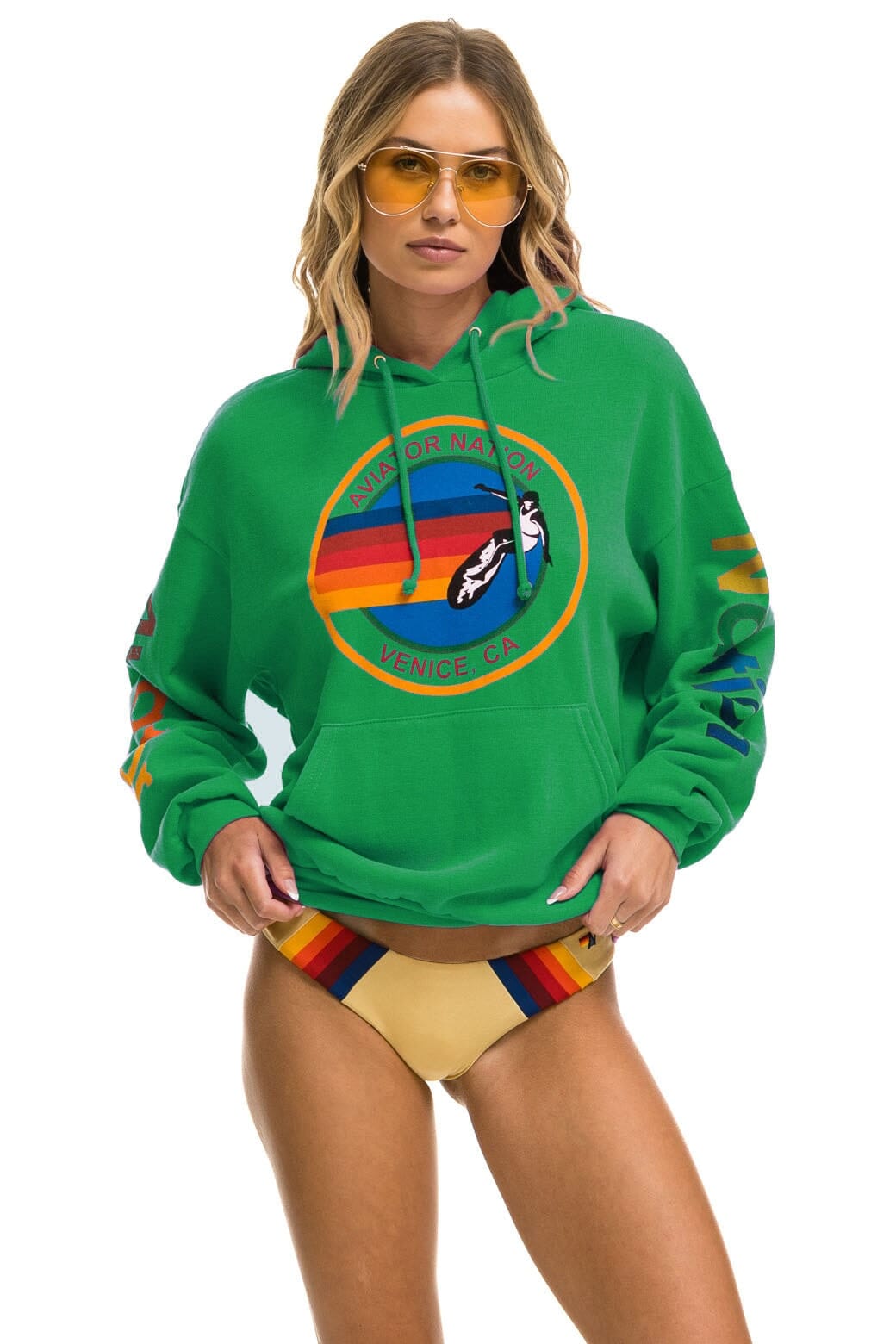 AVIATOR NATION RELAXED VENICE PULLOVER HOODIE - KELLY GREEN