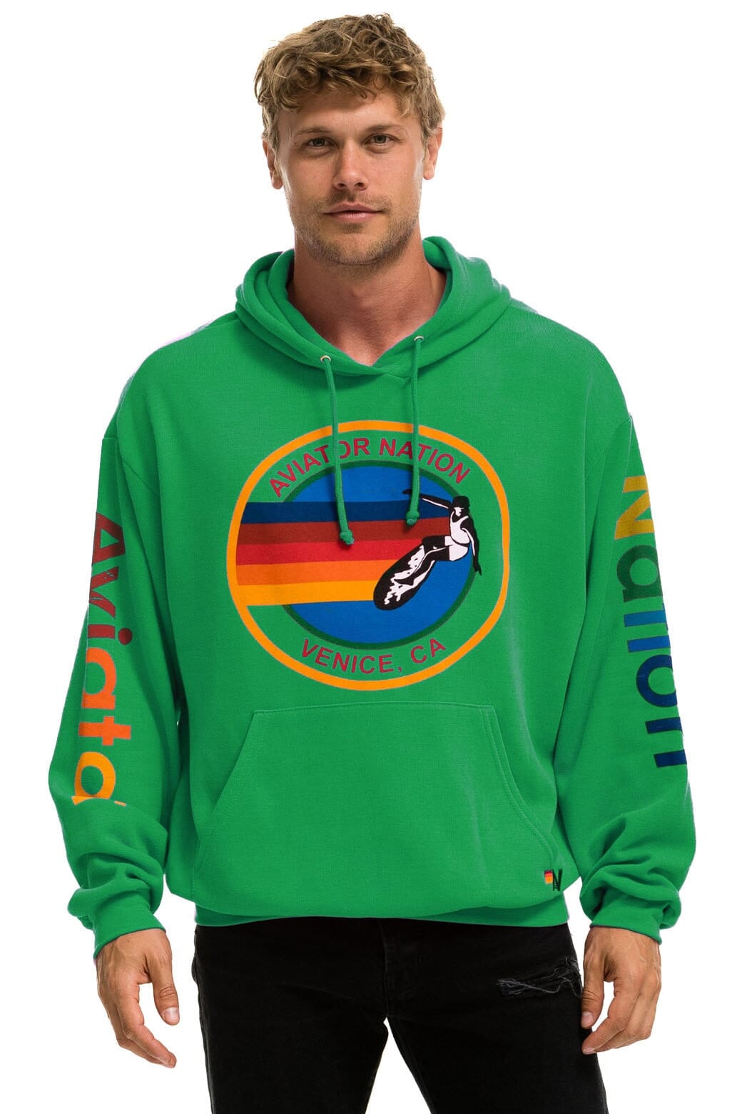 AVIATOR NATION RELAXED VENICE PULLOVER HOODIE - KELLY GREEN