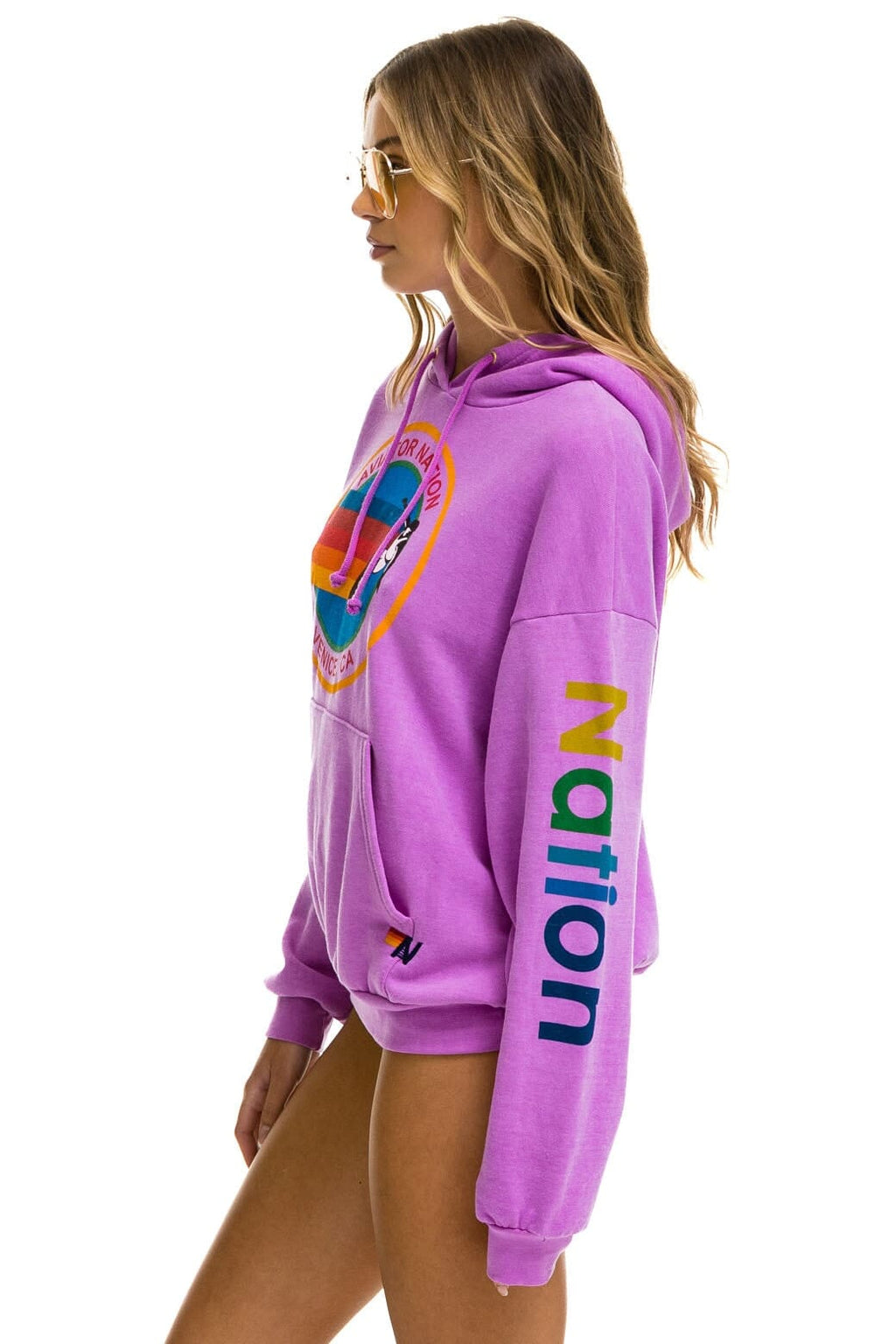AVIATOR NATION RELAXED VENICE PULLOVER HOODIE - NEON PURPLE